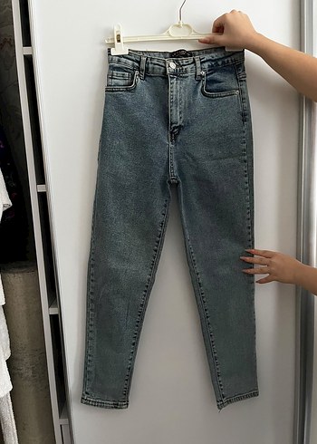 Diğer Yuksek Bel Koyu Mavi Denim Jean