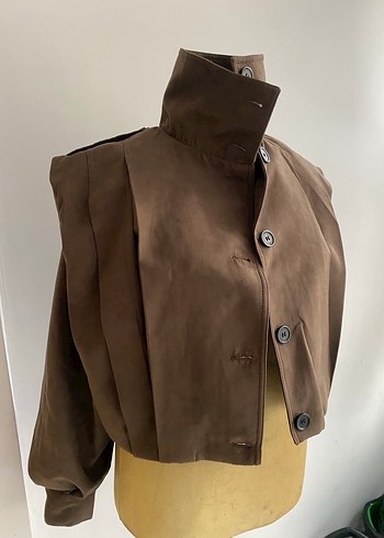 Kahverengi Süet Mini Düğmeli Ceket - Görsel 3