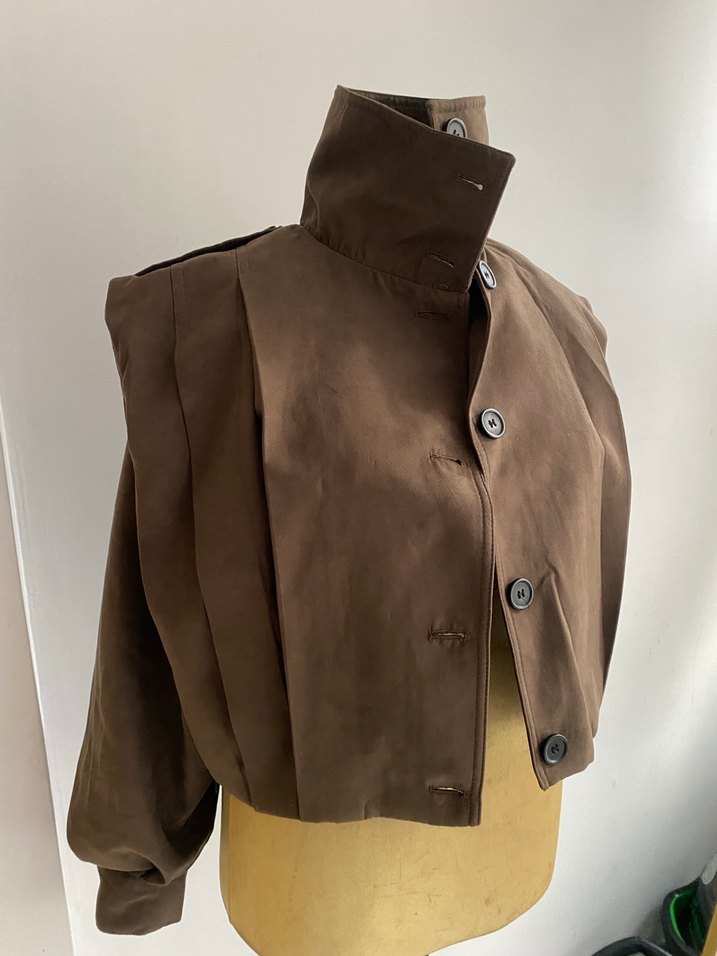 Kahverengi Süet Mini Düğmeli Ceket - Görsel 3