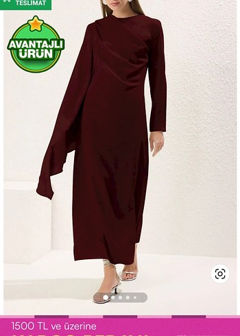 40 Beden bordo Renk Tesettür Abiye Elbise