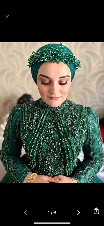İşlemeli kına ve nişan elbisesi yeşil