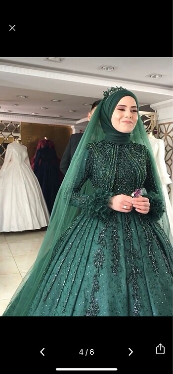 l Beden yeşil Renk İşlemeli kına ve nişan elbisesi yeşil