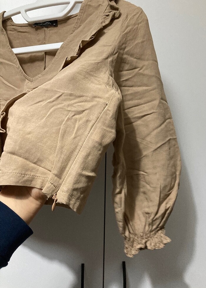 Bej keten crop - Görsel 4