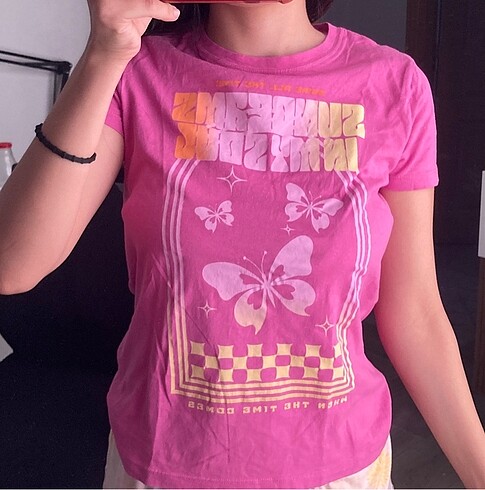 Pull and Bear Tshirt pembe günlük
