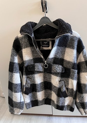 Gri Ekoseli kadın polar - Görsel 5