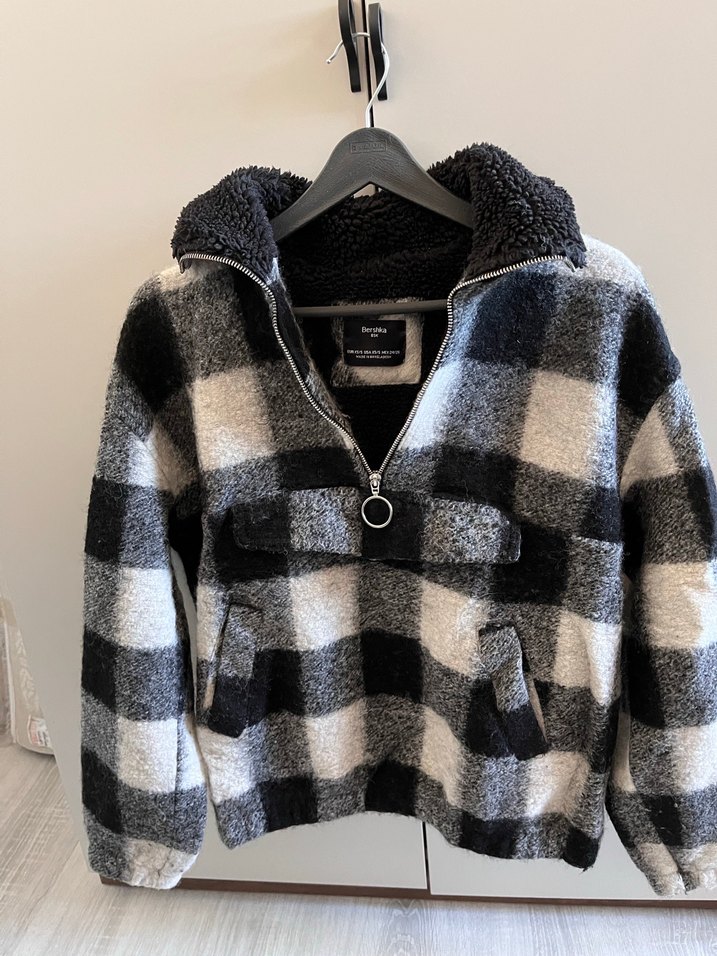 Gri Ekoseli kadın polar - Görsel 5