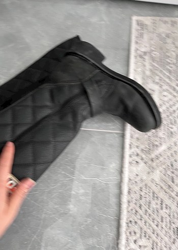 Siyah Deri Biker Dizüstü Botlar - Görsel 7