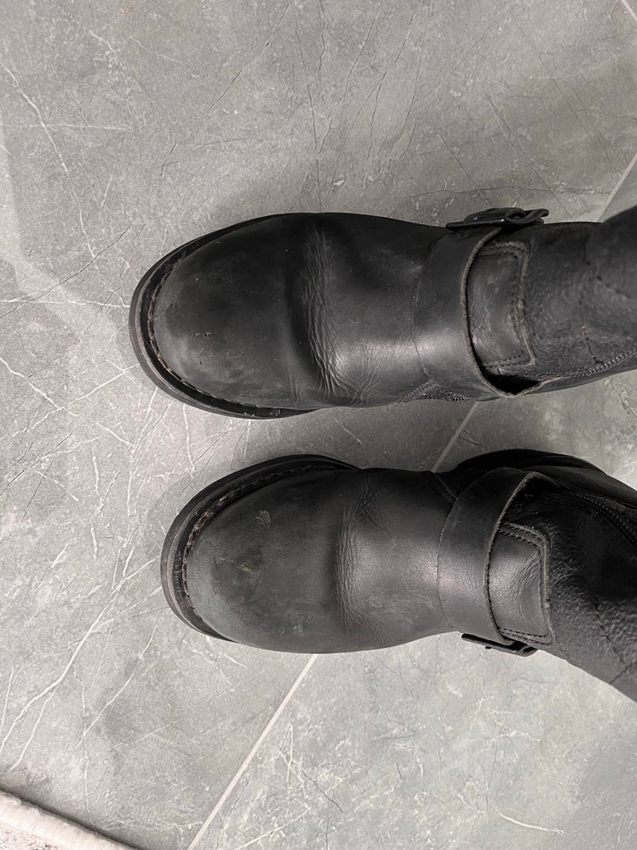 Siyah Deri Biker Dizüstü Botlar - Görsel 2