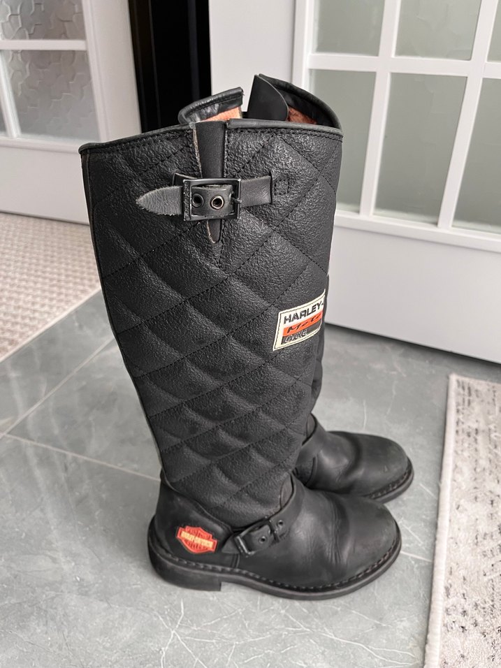 Siyah Deri Biker Dizüstü Botlar - Görsel 3