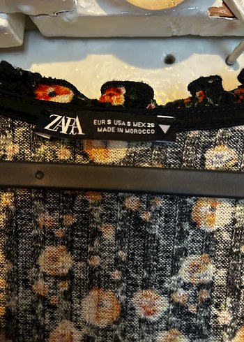 Zara Çiçek Desenli V Yaka Uzun Kollu Midi Elbise - Görsel 2