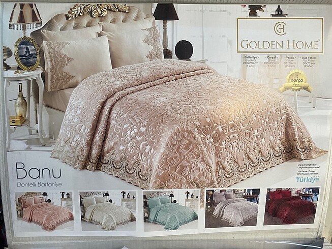 Golden Home Güpürlü battaniye seti