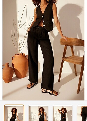 Trendyolmilla 0 Keten Wide Leg Pantolon
