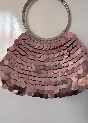 Rose gold Parlak Pullu Parti Çantası