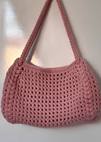 Diğer Pastel Pembe Örgü Kadın Çanta