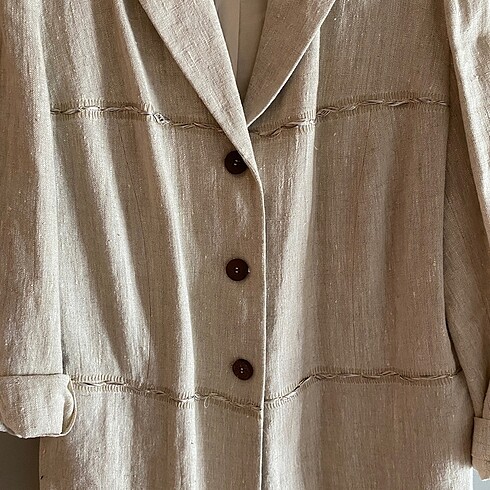 50 Beden Foli Hakiki Keten Blazer