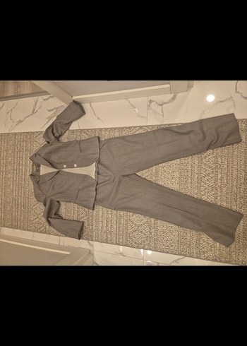 Gri Düğmeli Kadın Midi Takım Elbise - Görsel 2