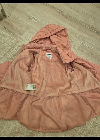 Kız Çocuk Kapüşonlu Pembe Kaban - Görsel 4