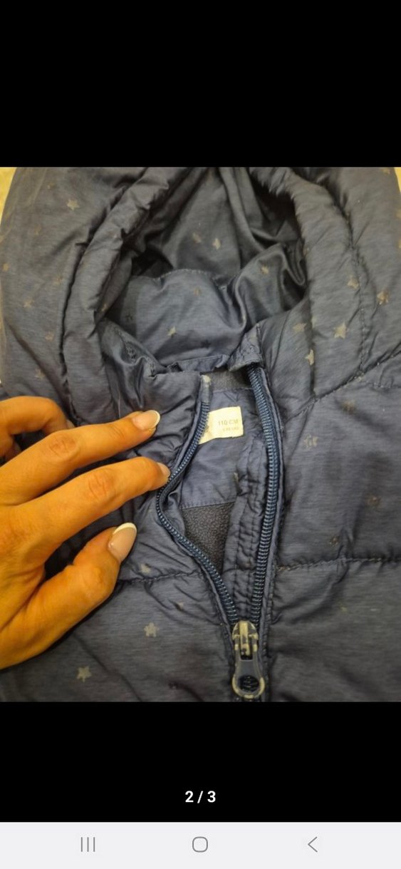 Kız Çocuk Kapüşonlu lacivert Mont - Görsel 2