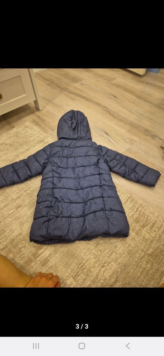 Kız Çocuk Kapüşonlu lacivert Mont - Görsel 3