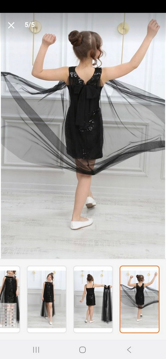 Drapeli Siyah Uzun Kollsuz ek pelerinli çocuk abiye  Elbise - Görsel 5