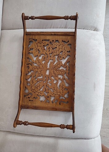 Ahşap, desenli tepsi