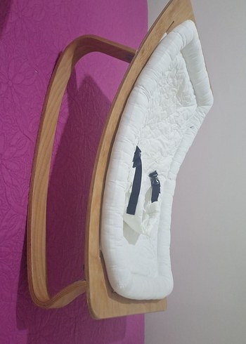 Ahşap Bebek Beşiği Beyaz Minderli - Görsel 2