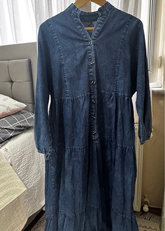 Tesettür kot elbise - Görsel 2