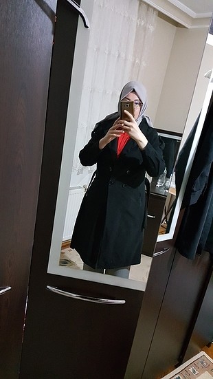 44 Beden siyah Renk Siyah Trençkot