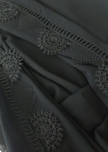 Pierre Cardin siyah iğne oyası Detaylı Kadın Şal
