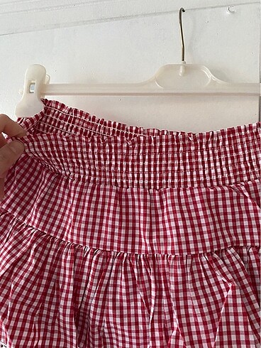 Zara İçi şortlu pötikare desenli etek