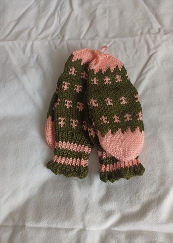 Pembe ve Haki Örgü çocuk çorabı - Görsel 2