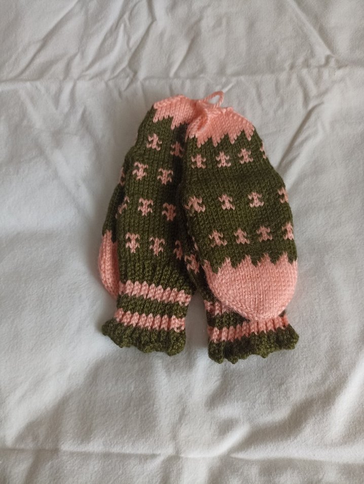 Pembe ve Haki Örgü çocuk çorabı - Görsel 2