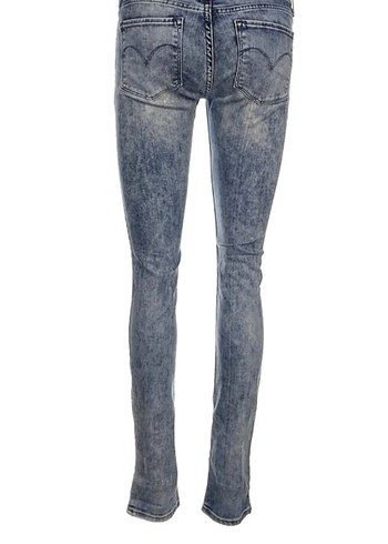 Vintage Love Gri Tonlu Batik Desenli Dar Kesim Kadın Kot Pantolon