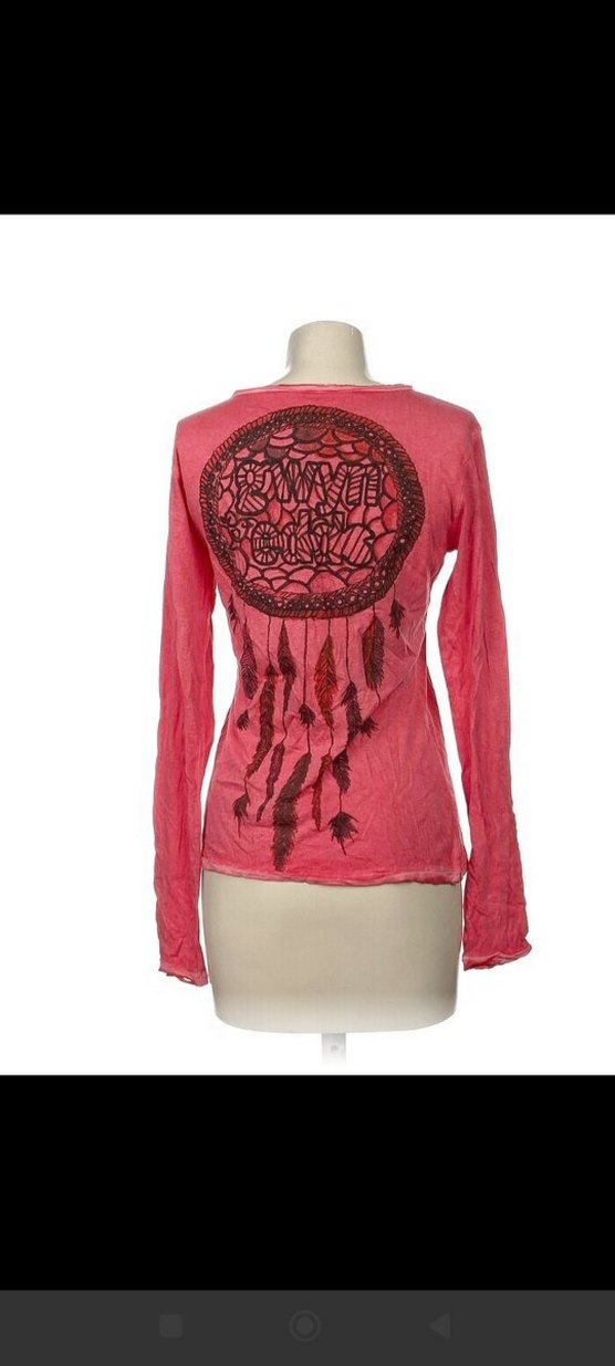 Pembe Uzun Kollu Keten Bluz boyu 65cm iki kol arası 44cm bedn xL - Görsel 3