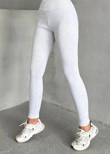 Gri Pamuklu Spor Tayt Kadın - Görsel 2