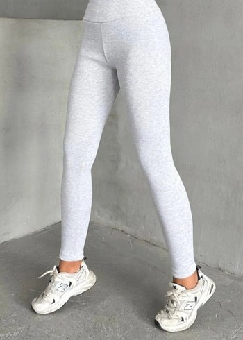 Gri Pamuklu Spor Tayt Kadın - Görsel 5