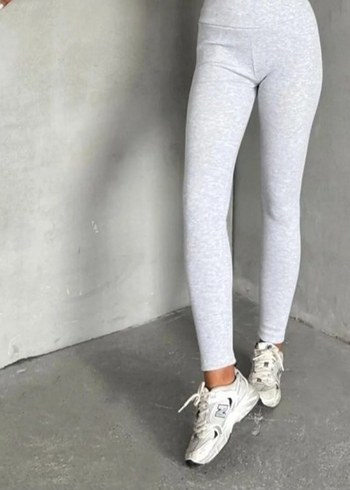 Gri Pamuklu Spor Tayt Kadın - Görsel 4