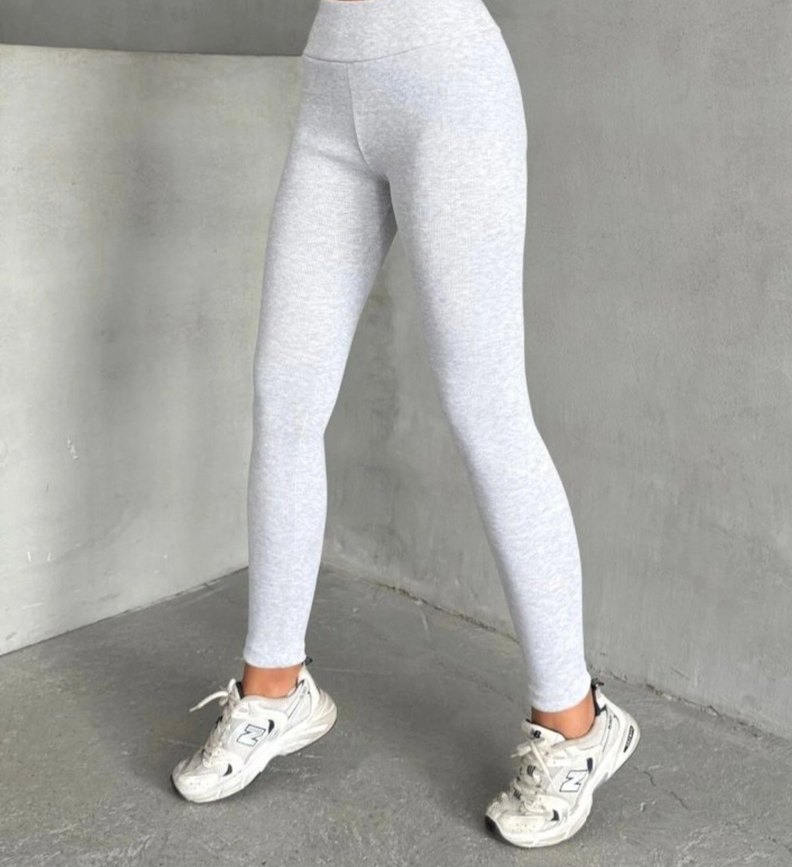 Gri Pamuklu Spor Tayt Kadın - Görsel 2