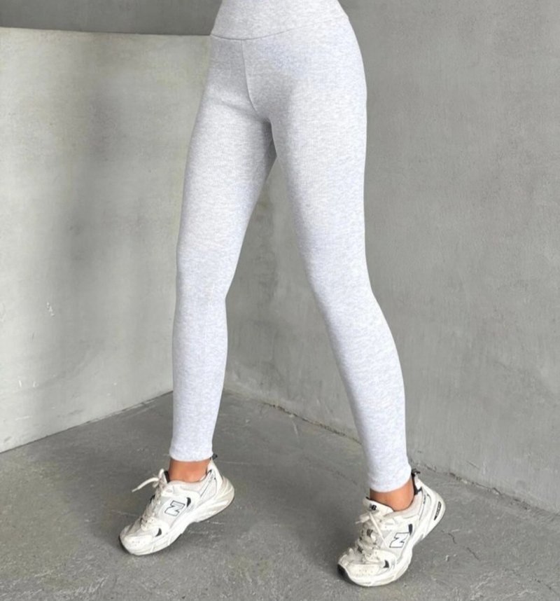 Gri Pamuklu Spor Tayt Kadın - Görsel 5