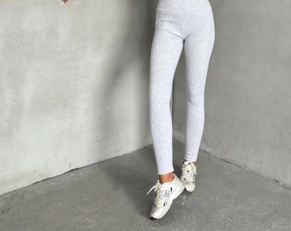 Gri Pamuklu Spor Tayt Kadın - Görsel 4