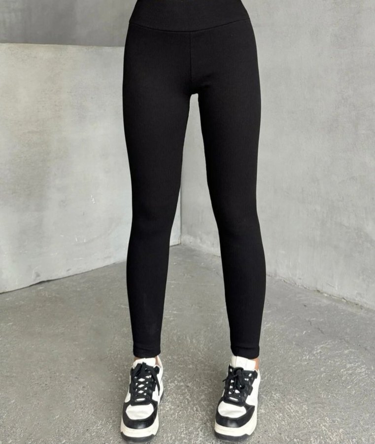 Siyah, Dar Kesim Midi Kadın Tayt - Görsel 3