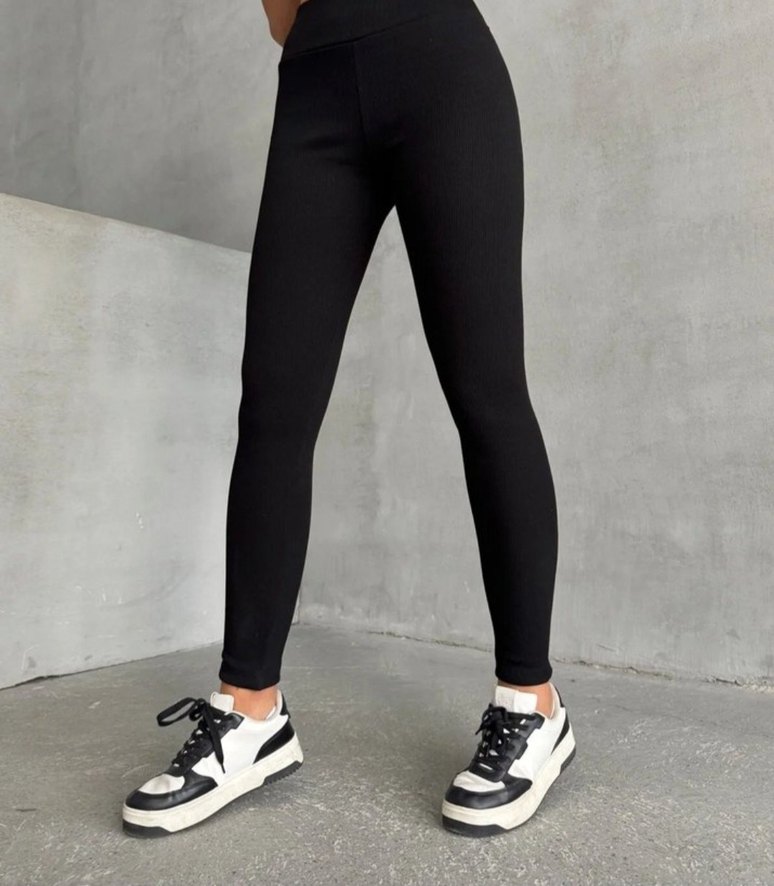 Siyah, Dar Kesim Midi Kadın Tayt - Görsel 2