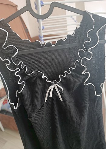 ML beden uyumlu,siyah esnek rahat gecelik, fitilli - Görsel 4