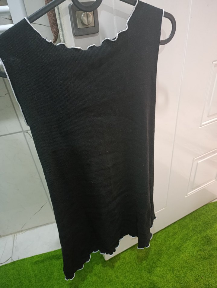 ML beden uyumlu,siyah esnek rahat gecelik, fitilli - Görsel 3