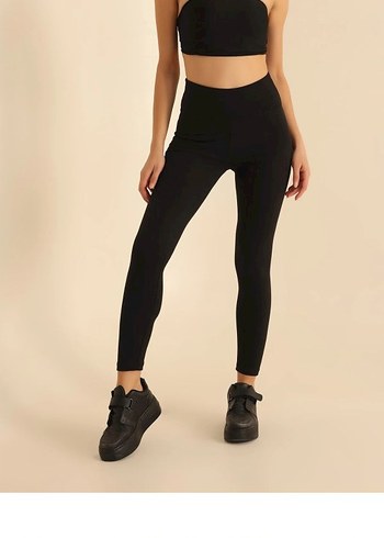 Bled Siyah Yüksek Bel Toparlayıcı Tayt, esnek M beden - Görsel 2