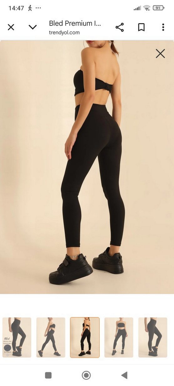 Bled Siyah Yüksek Bel Toparlayıcı Tayt, esnek M beden - Görsel 3