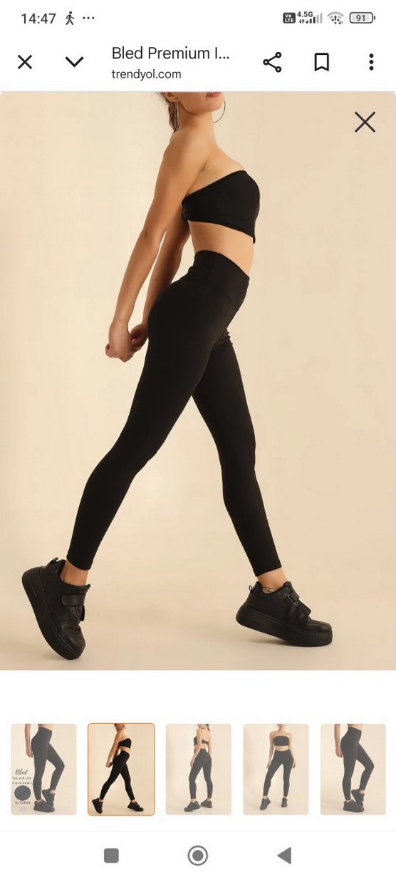 Bled Siyah Yüksek Bel Toparlayıcı Tayt, esnek M beden - Görsel 4