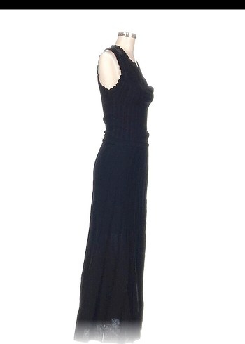 Vintage Love Siyah Pliseli Triko Uzun Elbise, göğüs 35,boyu 145 cm.. m beden