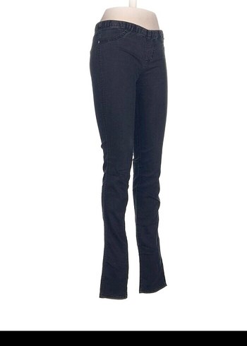 Diğer Kadın Siyah Kemerli Normal Boy Denim Pantolon,beli lastikli