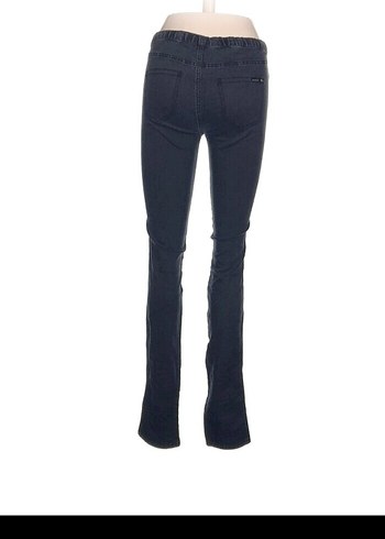 m Beden Kadın Siyah Kemerli Normal Boy Denim Pantolon,beli lastikli